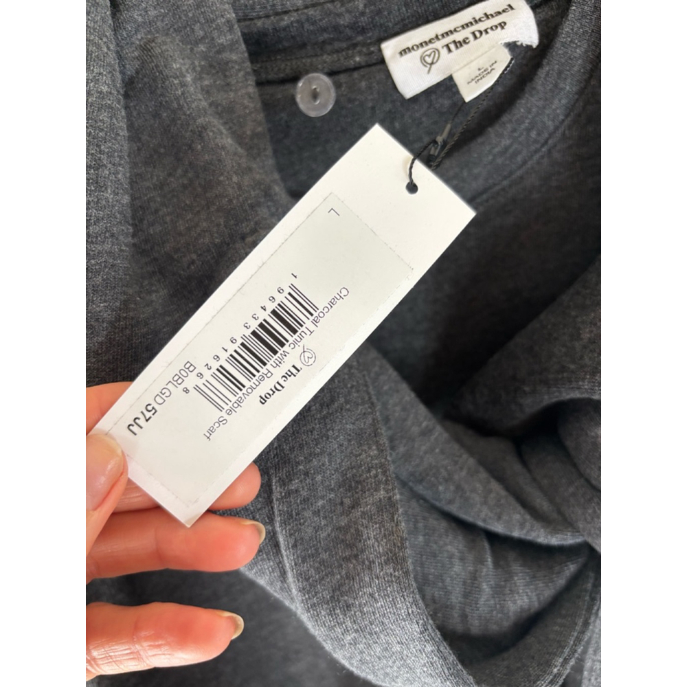 Women's monetmcmichael The Drop fleece sweatshirt Tunic Size L Gray - Picture 5 of 7